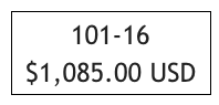 101-16 
$1,085.00 USD